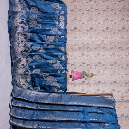 Jacquard Silk Blend Saree with Silver Zari Work - Pure soft silk