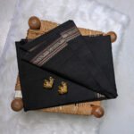 Elegant Black Narayanpet Cotton Saree with elephant Border