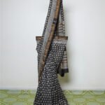 Classic Black Maheshwari Silk Saree with Antique Zari Bord