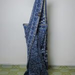 Indigo Blue Chanderi Silk Saree with Traditional Motif Weave