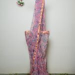 Elegant Pink Floral Jaipur Kota Doria Saree | Lightweight Handcrafted Printed Saree with Zari Border