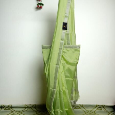 Elegant Pista Green Mangala Giri Handloom pattu saree